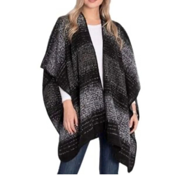 Woolrich Black/White/Gray Woven Soft and Warm Wrap - One Size - Picture 1 of 6